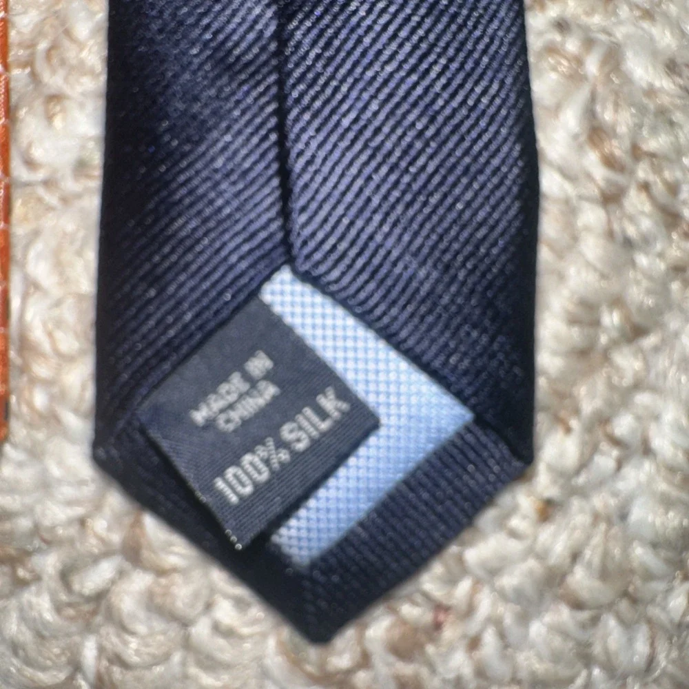 Mens‎ TOMMY HILFIGER 100% Silk Tie Neckwear Orange & Navy EUC